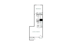 floor plan for the one bedroom apartment at The Jerome