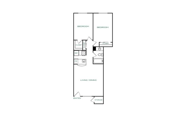 floor plan for the two bedroom apartment at The Jerome