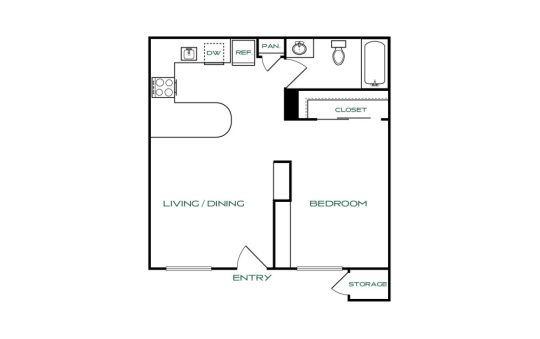 the floor plan for a two bedroom apartment at The Jerome