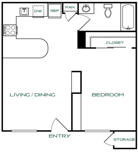 the floor plan for a two bedroom apartment at The Jerome